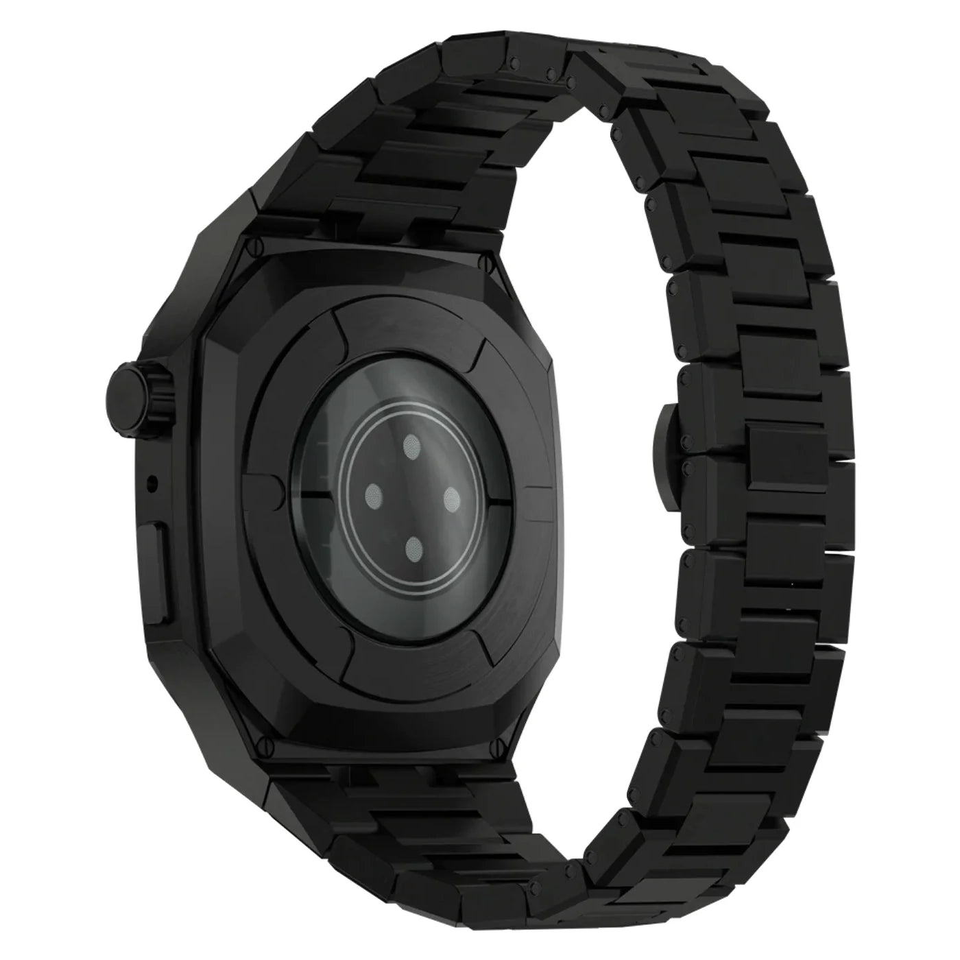 luxury Apple Watch case stainless steel band#color_black