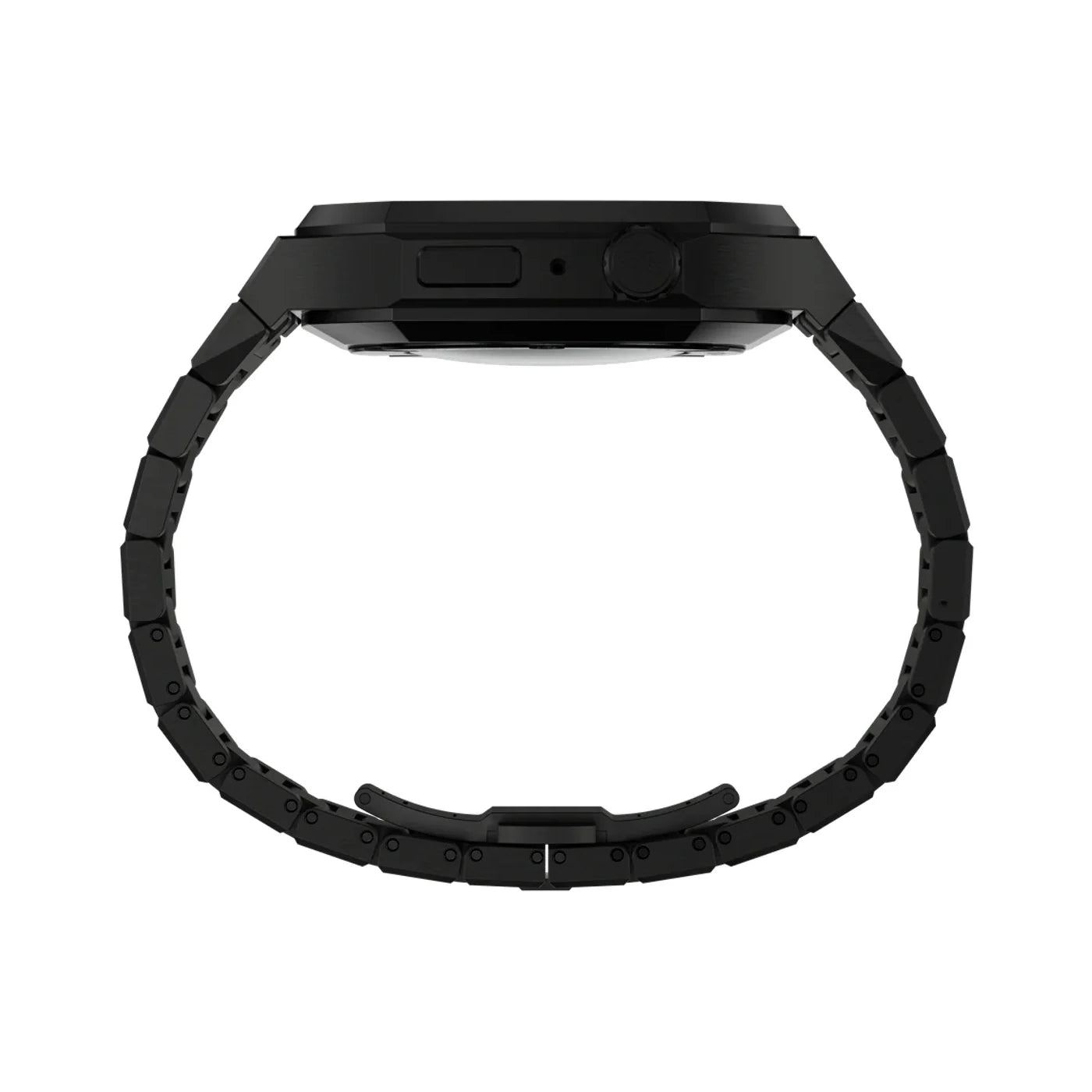 luxury Apple Watch case stainless steel band#color_black
