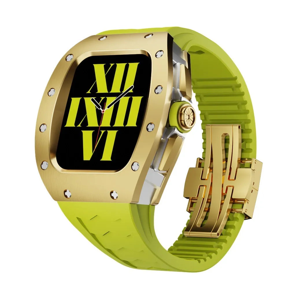 Richard titanium Apple Watch case retrofit kit - neon green#color_neon green