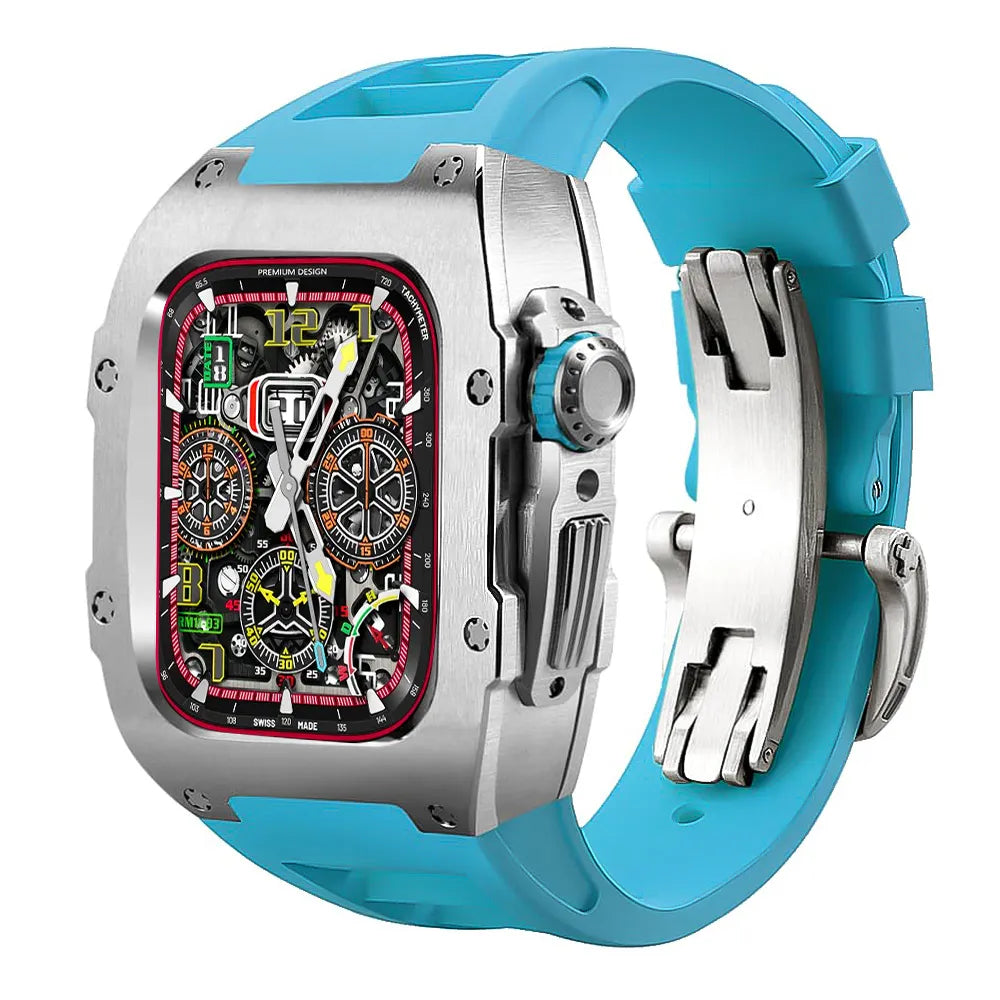 Stainless Steel Apple Watch Case Retrofit Kit - blue#color_blue
