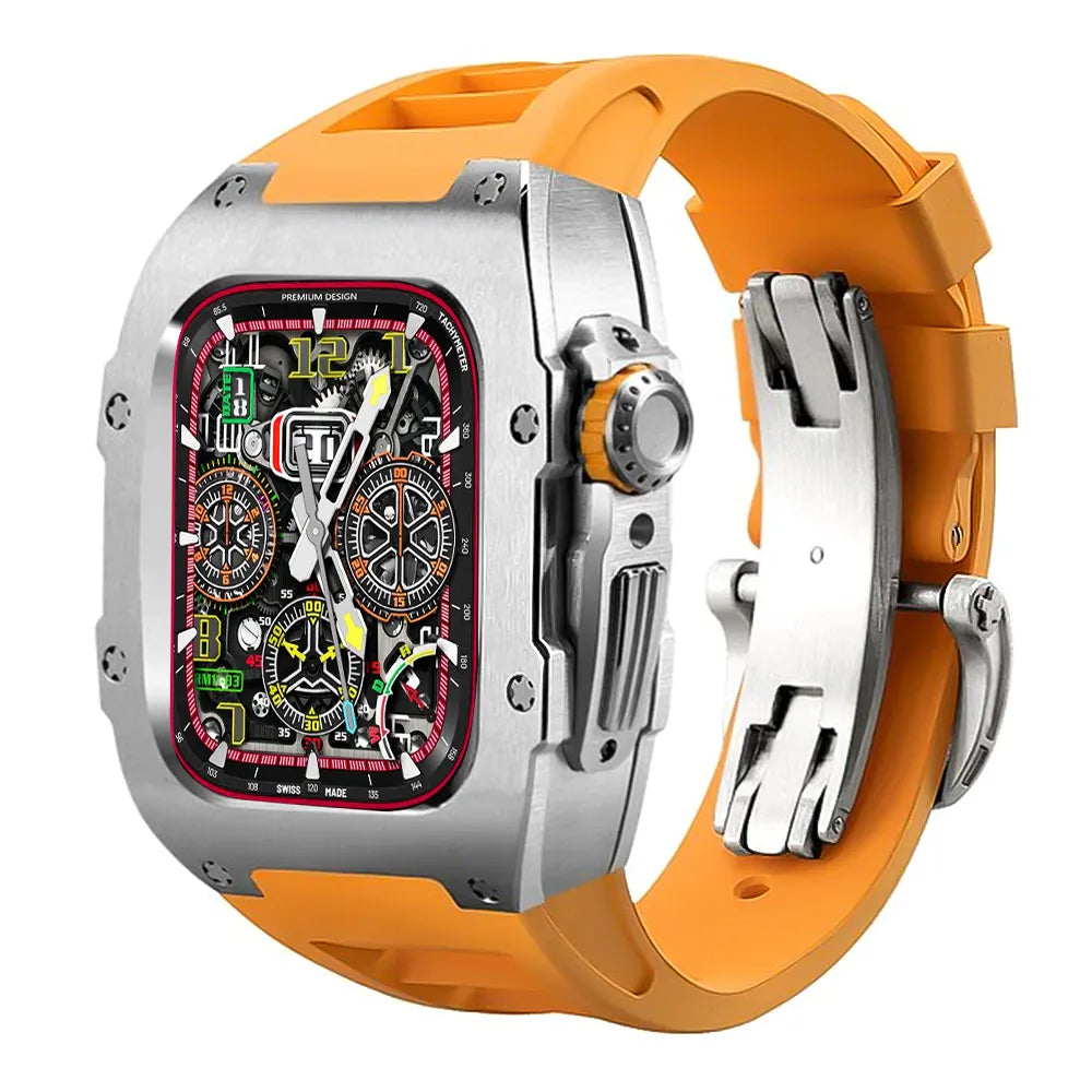 Stainless Steel Apple Watch Case Retrofit Kit - orange#color_orange