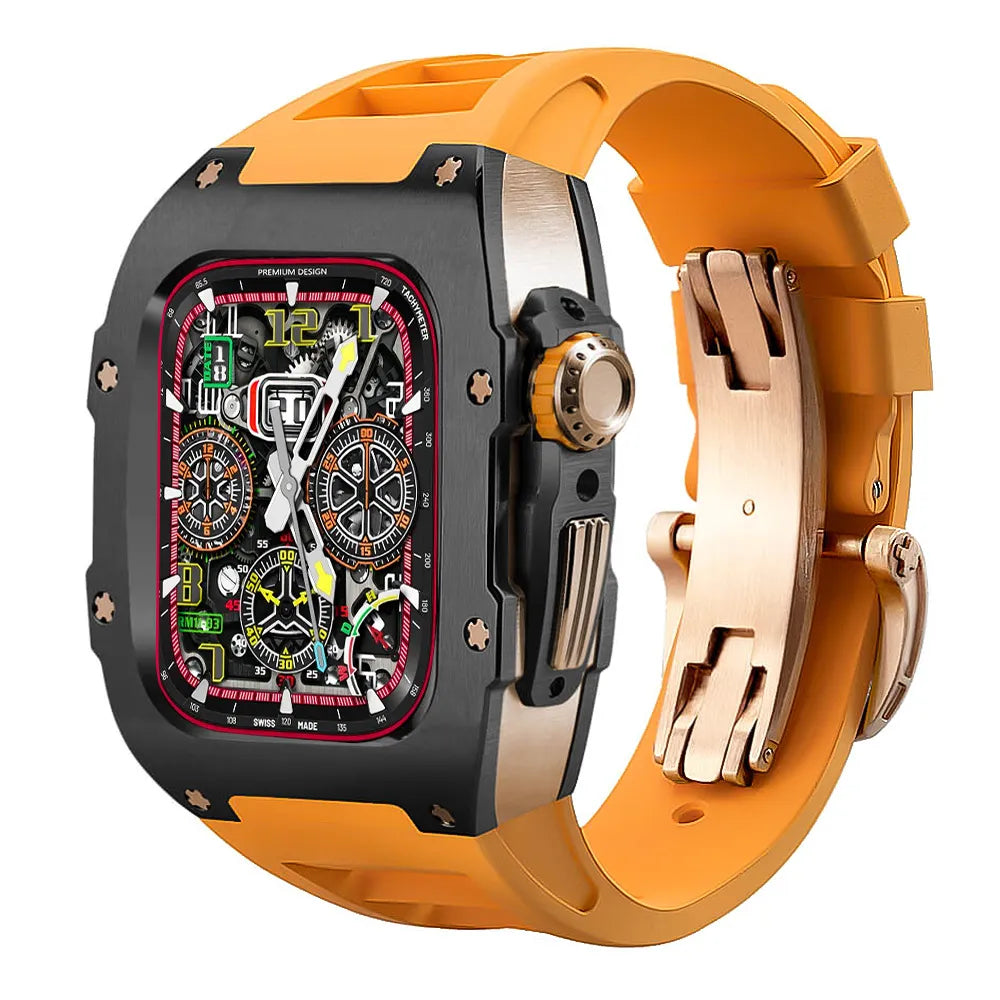Stainless Steel Apple Watch Case Retrofit Kit - orange#color_orange