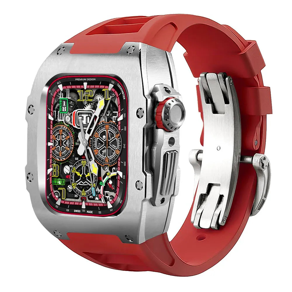 Stainless Steel Apple Watch Case Retrofit Kit - red#color_red